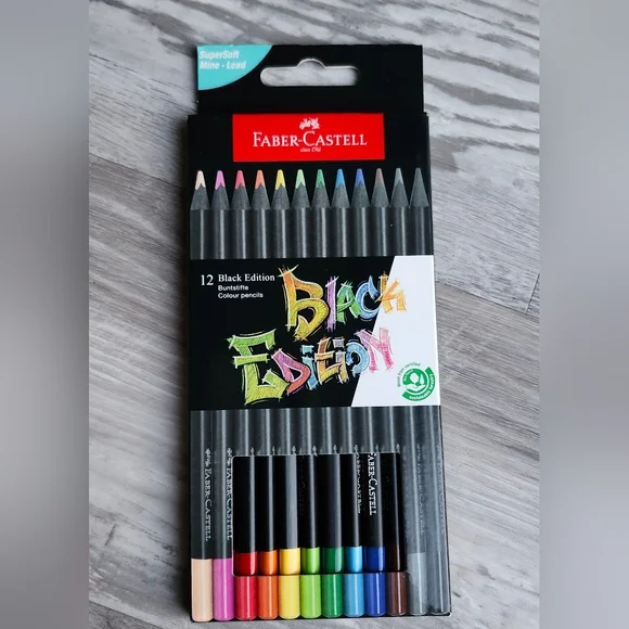 Faber-Castell Colored Pencil Set 12 Skin Tone + 12 Black Edition Artist Supplies - Picture 2 of 5